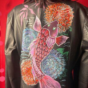 Vintage Upcycled Japanese Art Leather Jacket: Wearable Canvas of Cool